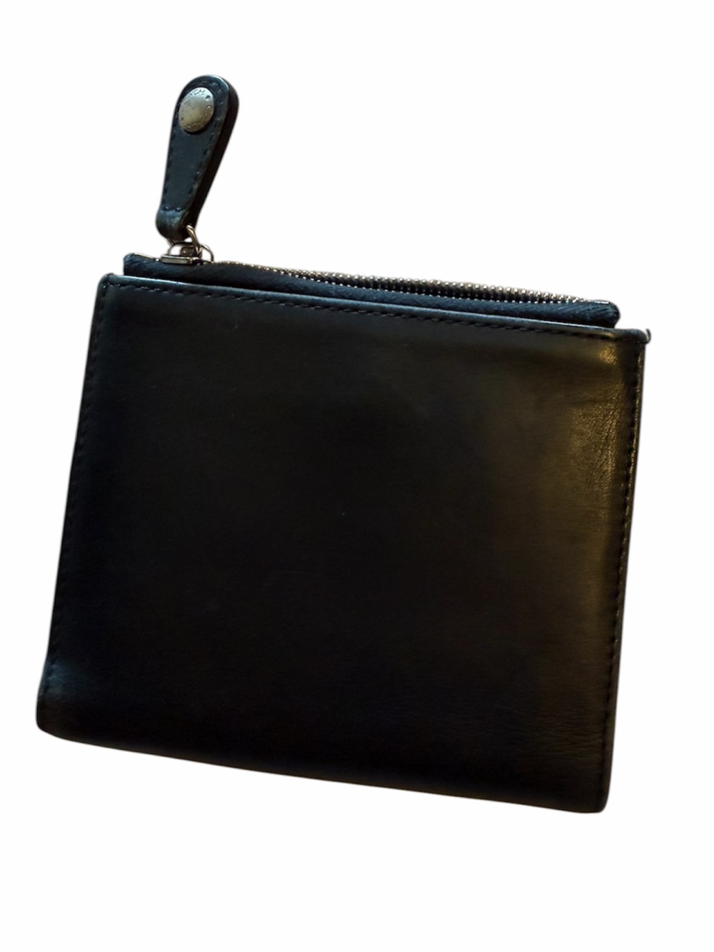 Coach Black Leather Compact Zip Wallet